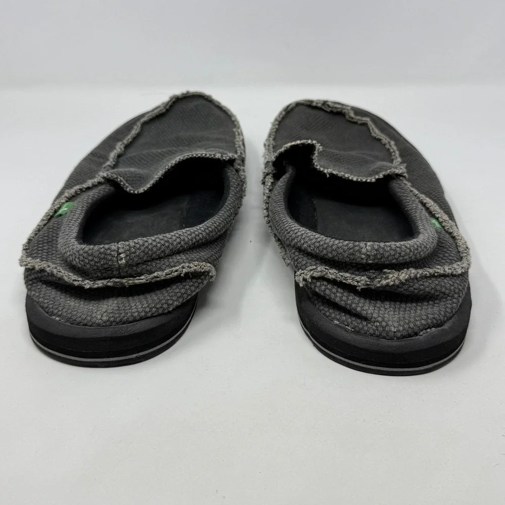 Sanuk Mens Sidewalk Surfer Charcoal Grey Canvas Slip On Loafers Size 13 EU 47